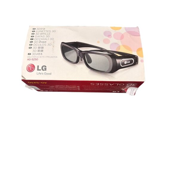 LG AG-S250 Active 3D Glasses LG 3D TV/Projector Black Accessories New Open Box - Picture 1 of 5